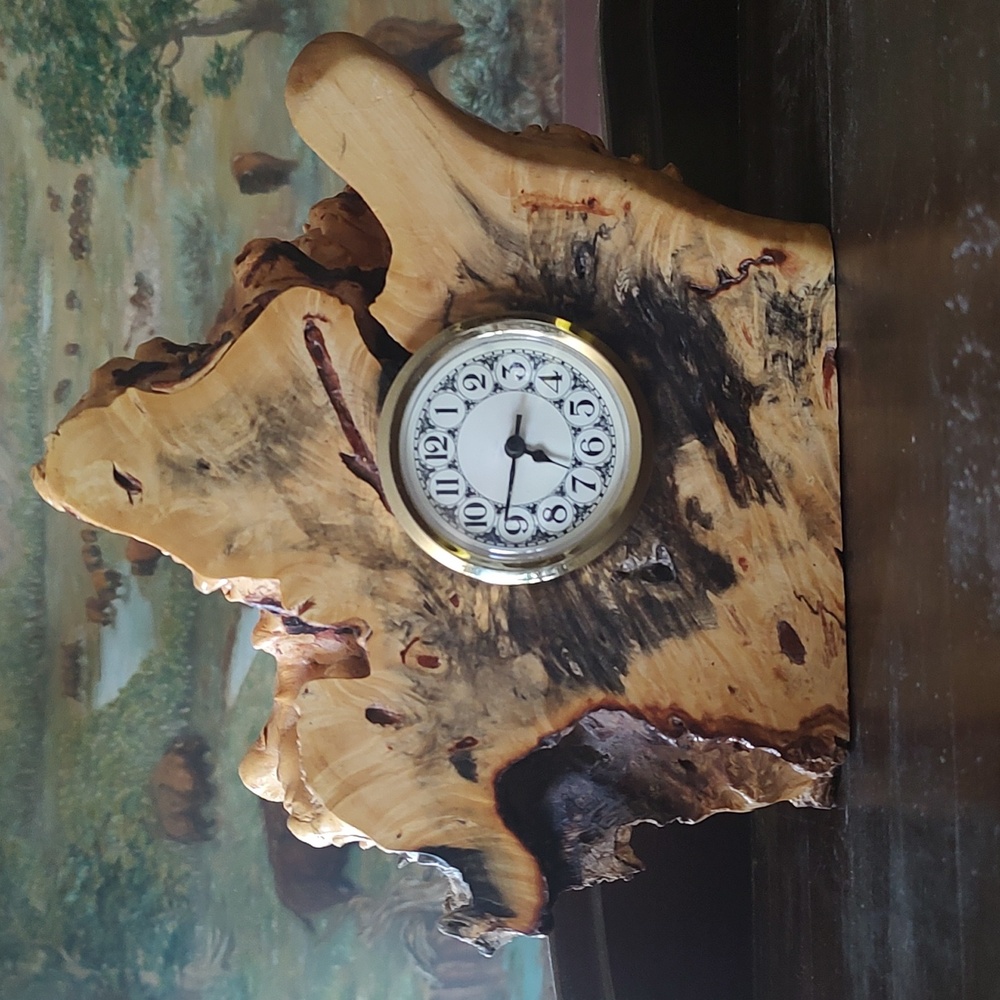 Burl Wood Mantle Clock Watch Clock